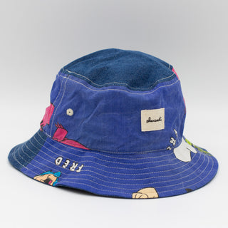 Blue cartoon upcycled bucket hat