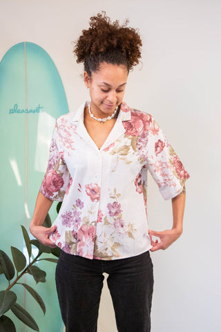 Roses upcycled Bali shirt