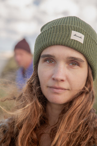 Forest green recycled cotton beanie