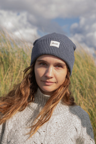 Ocean blue recycled wool beanie