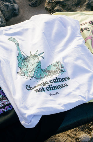 Change culture not climate white tee