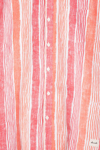 Faded red wavy stripes upcycled shirt