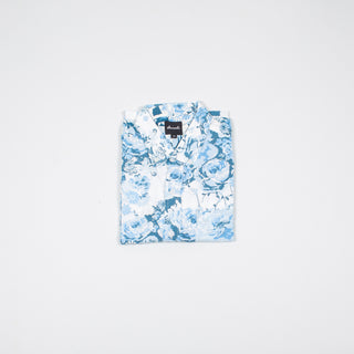 Ocean blue flowers upcycled shirt