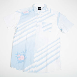 Light blue funky stripes upcycled shirt