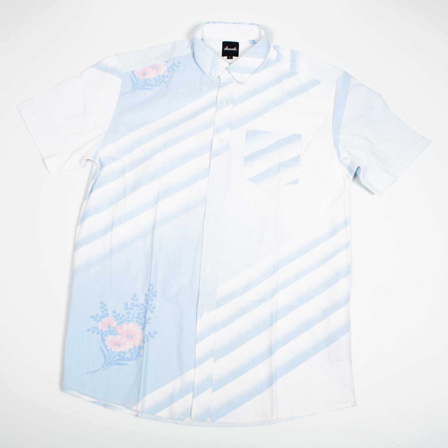 light blue funky stripes upcycled shirt