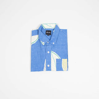 Blue leaves upcycled shirt