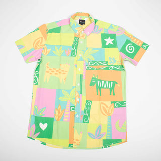 Tropical dog party upcycled shirt