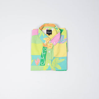 Tropical dog party upcycled shirt