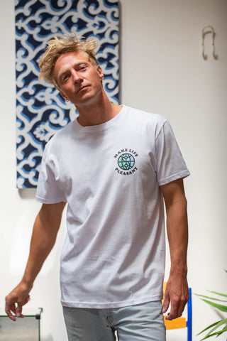 Make life Pleasant chest white tee