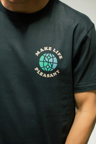 Make life Pleasant black chest tee