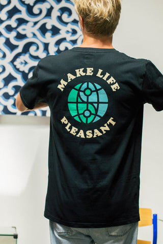 Make life Pleasant black back tee
