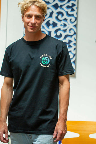 Make life Pleasant black chest tee