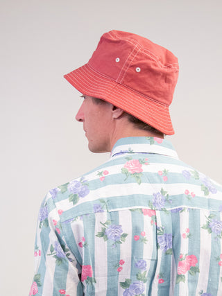 Retro red upcycled bucket hat