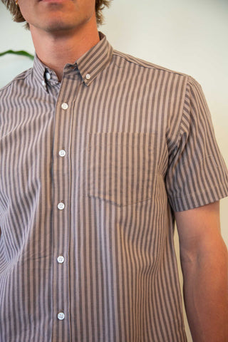 Upcycled brown stripes shorts