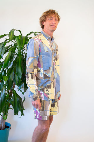 Upcycled 80 abstract shorts
