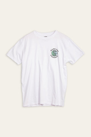 Make life Pleasant chest white tee