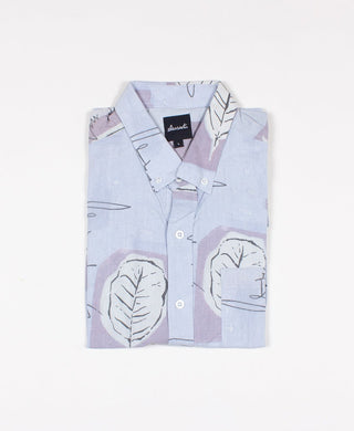 Blue leaf upcycled shirt