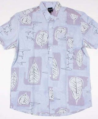 Blue leaf upcycled shirt