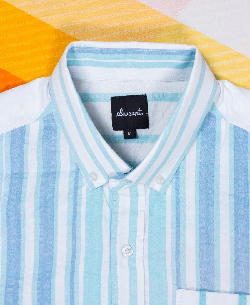 Holiday stripes upcycled shirt