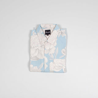 Light blue flowers upcycled shirt