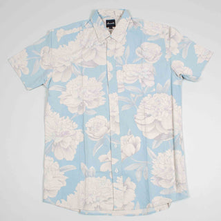 Light blue flowers upcycled shirt