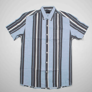 Light blue dinner upcycled shirt