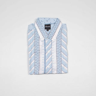 Funky blue upcycled shirt