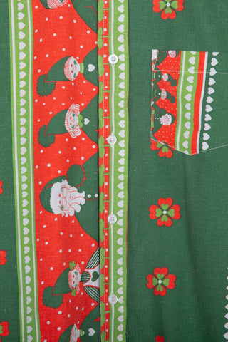 Whimsical cartoon green upcycled long sleeve shirt