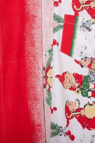 Elf print red upcycled long sleeve shirt