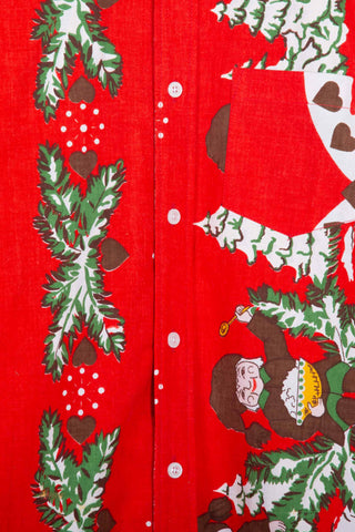 Festive cartoon red upcycled long sleeve shirt