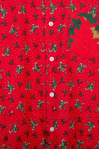 Festive floral red upcycled long sleeve shirt