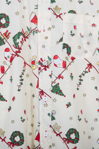 Festive cartoon beige upcycled long sleeve shirt