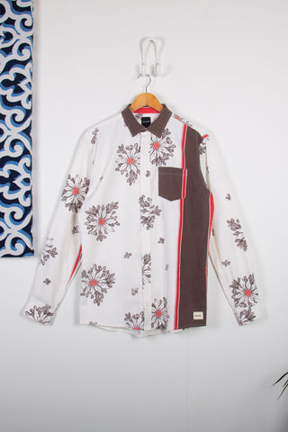 Christmas flowers upcycled long sleeve shirt