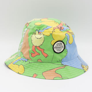 Bear & chicken upcycled bucket hat