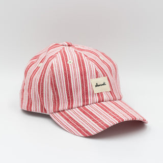 Pink striped upcycled cap