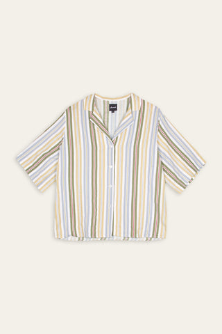 Lake Tahoe striped upcycled shirt