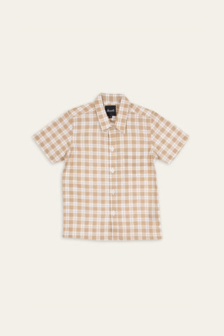 Charming beige upcycled kids shirt