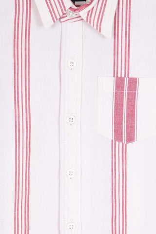 Red white stripe upcycled kids shirt