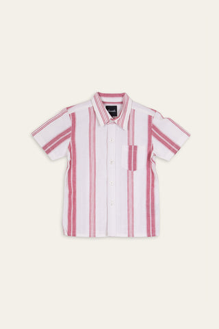 Red white stripe upcycled kids shirt