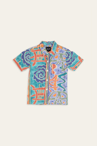 Vibrant turquoise upcycled kids shirt