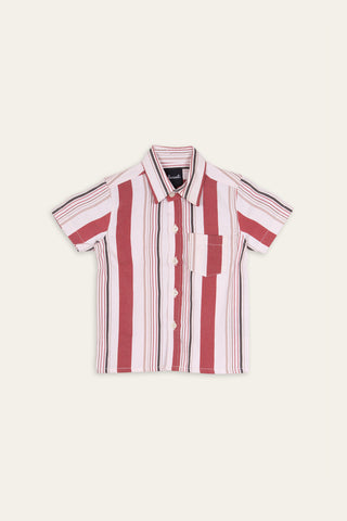 Charming striped red upcycled kids shirt
