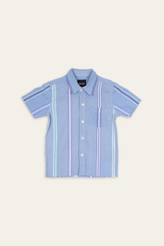 Office blue upcycled kids shirt