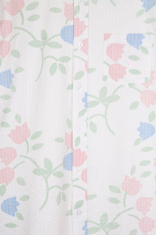 Charming soft floral upcycled shirt