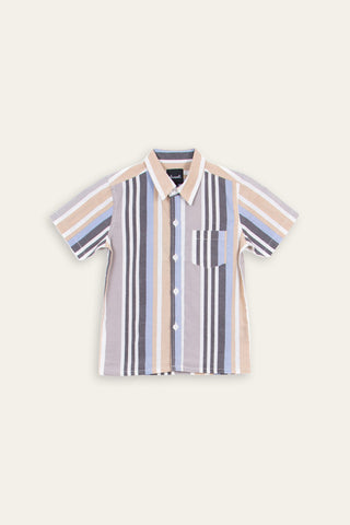 Grounded stripes upcycled kids shirt