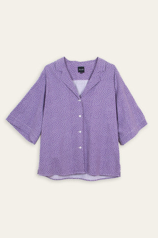 Soft floral purple upcycled bali shirt