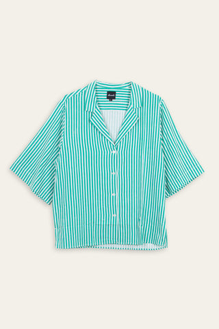 Striking green upcycled bali shirt