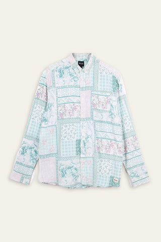 Soft-washed mint upcycled long sleeve shirt