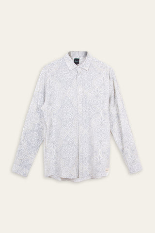 Intricate grey upcycled long sleeve shirt