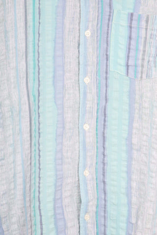 Textured light blue upcycled long sleeve shirt