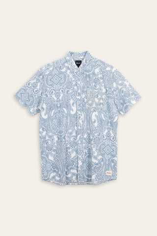 Blue paisley short sleeve shirt